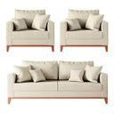 Ver imagem 2 de Kit Sofá 3 Lugares e 2 Poltronas Beny - Linho Cru