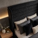 Ver imagem 4 de Cabeceira Cama Casal King Duna 195cm Orgânica Curva Bouclê Preto - Montanari's Decor