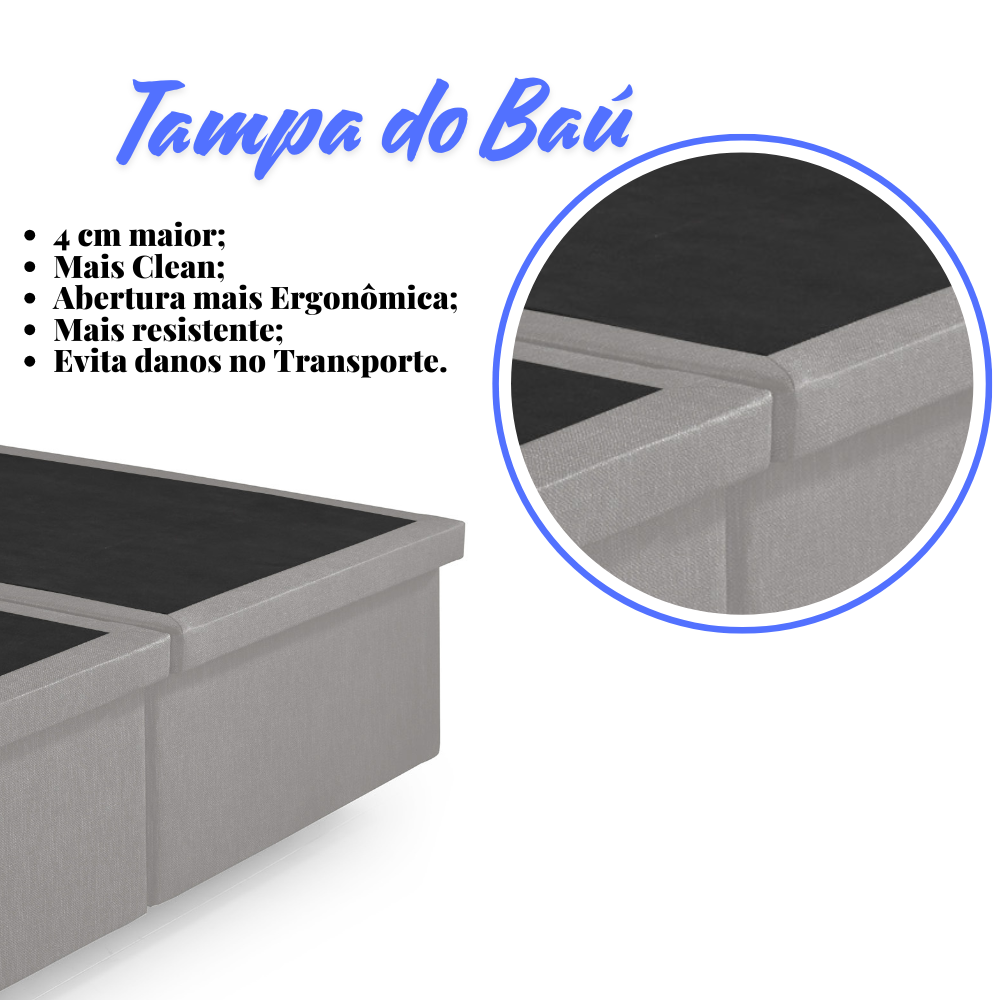 Cama Box com Baú King 193x203 com Pistão a Gás Courino Linho - 7