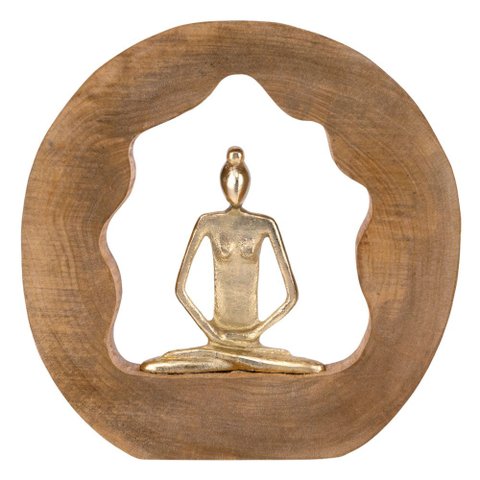 Escultura Decorativa Yoga em Madeira 26cm 21892 Mart