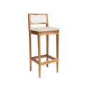 Ver imagem 3 de Kit 4 Banquetas Estofada em Linho Encosto Palhinha Bruna:mel com Palha