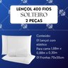 Jogo de Lencol Solteiro 2 Peças 400 Fios Luxo Percal C Elastico Hotel Cor Branco - 3