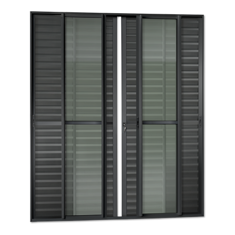 Porta Correr Venez. 6F.Móv.210 x 200 Elite c/Fechadura Tetra V.Liso Preto Brimak
