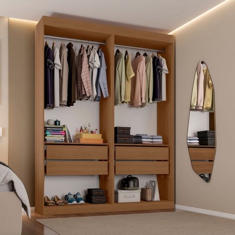 Closet Casal Andorra 4 Gavetas 2 Prateleiras Freijó/Branco - Pnr Móveis