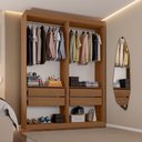 Ver imagem 1 de Closet Casal Andorra 4 Gavetas 2 Prateleiras Freijó/Branco - Pnr Móveis
