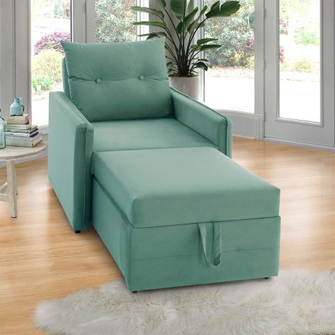 Poltrona Icaria 3 em 1 Poltrona Chaise Cama Verde Estofama