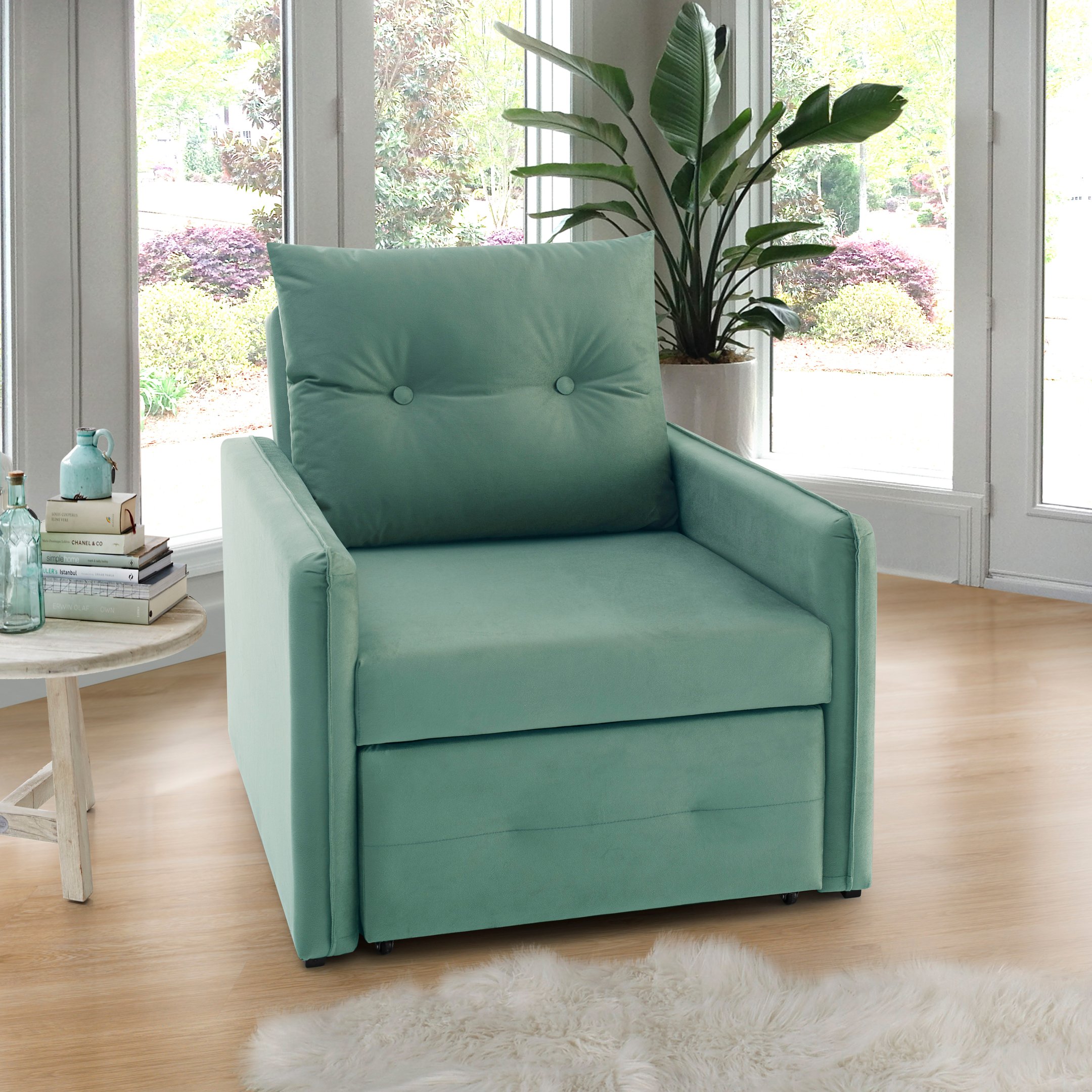 Poltrona Icaria 3 em 1 Poltrona Chaise Cama Verde Estofama - 7