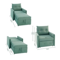 Poltrona Icaria 3 em 1 Poltrona Chaise Cama Verde Estofama - 2