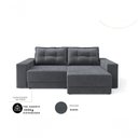 Ver imagem 3 de Sofá Luca 3 Lugares Retrátil com Chaise 202cm Grafite Suede Cia Lar