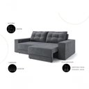 Ver imagem 4 de Sofá Luca 3 Lugares Retrátil com Chaise 202cm Grafite Suede Cia Lar