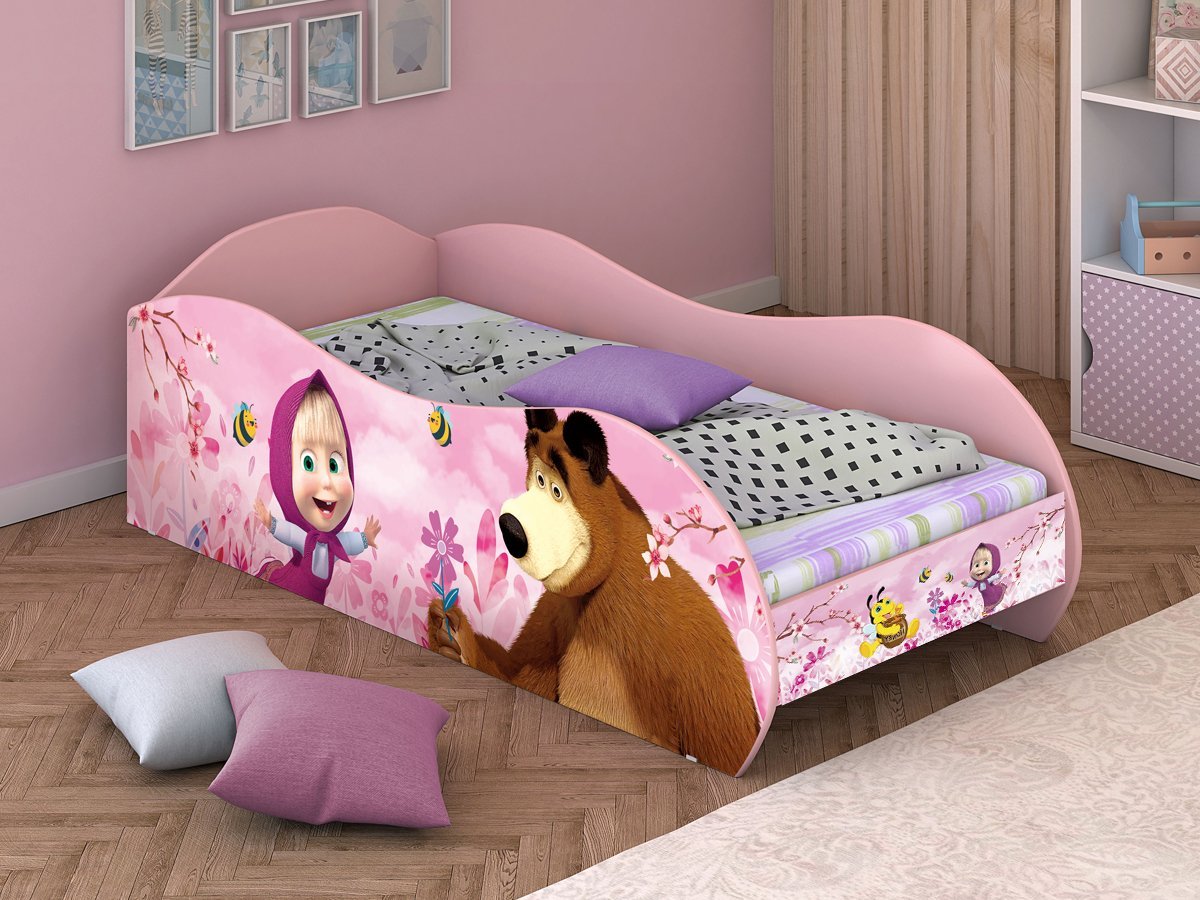 Mini cama Juvenil Infantil Gatinho Branca/Rosa - Móveis Bela