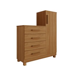 Comoda Quarto Casal Sapateira Grande com 4 Gavetas Reforçadas Versátil Savana Amadeirada - 4