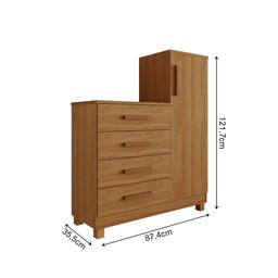 Comoda Quarto Casal Sapateira Grande com 4 Gavetas Reforçadas Versátil Savana Amadeirada - 3