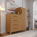 Ver imagem 1 de Comoda Quarto Casal Sapateira Grande com 4 Gavetas Reforçadas Versátil Savana Amadeirada