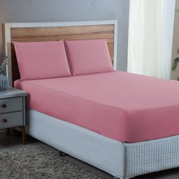 Kit Roupa Cama Queen 100% Algodão 3 Peças Percal 300 Fios Hotel Pousada:rose - 2