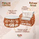 Ver imagem 3 de Jogo 2 Poltronas e Mesa de Centro Tampo de Vidro Aço e Corda Náutica Terracota Aruá Courino Branco