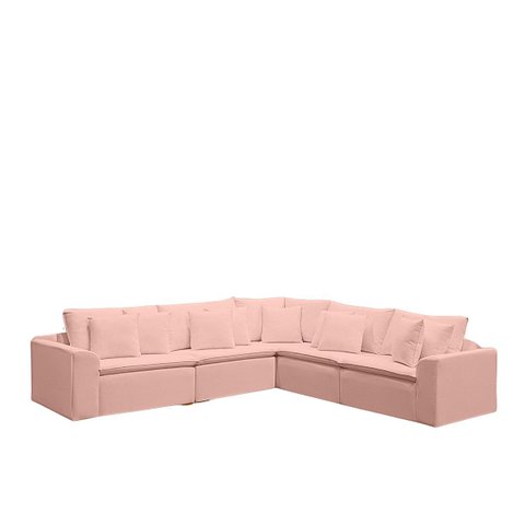 Sofá Modular Rivieira 280cm Linho - Meu Estofado:rose