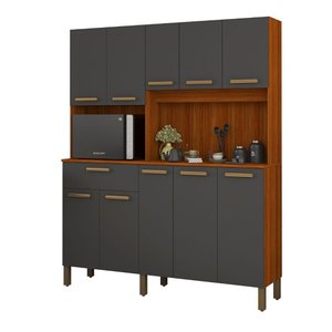 Cozinha Completa Jade 10 Portas Gaveta Mdf Alta Qualidade:cinza