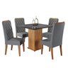 Mesa de Jantar Quadrada Betim com 4 Cadeiras Iza Mel/cinza/vd Grafite - Casa Giulia - 2