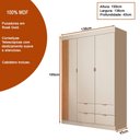Ver imagem 5 de Conjunto Infantil Guarda Roupa e Cômoda Liz 100% Mdf Off White Semi Brilho - Sallar Home