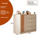 Ver imagem 3 de Conjunto Infantil Guarda Roupa e Cômoda Liz 100% Mdf Off White Semi Brilho - Sallar Home
