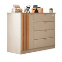 Ver imagem 2 de Conjunto Infantil Guarda Roupa e Cômoda Liz 100% Mdf Off White Semi Brilho - Sallar Home