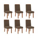 Ver imagem 1 de Conjunto com 6 Cadeiras Estofadas para Mesa de Jantar Sara MDF Freijó Linho Canela DJ Móveis