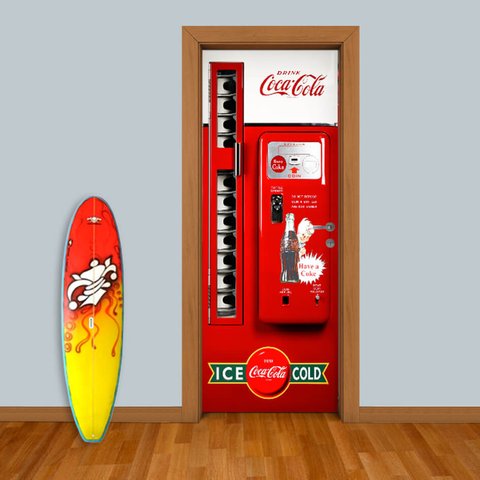 Adesivo de Porta Maquina Coca-cola Arte Destaque M - 0,83 X 2,13 Metros