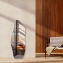 Ver imagem 1 de Espelho Corpo Inteiro Grande Geométrico Moldura em Couro 3cm 110x60cm - Mod. Flame Caramelo