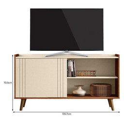 Rack Bancada Austin 135,7cm Pérola Metalizado/cinamomo Mel para Tv até 50” - Mobler - 5