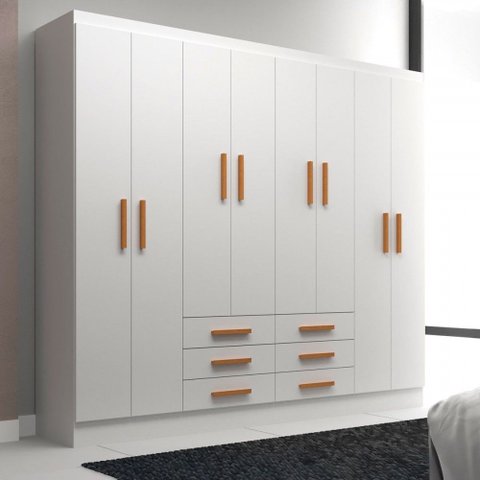 Guarda-roupa Casal Paris 8 Portas 6 Gavetas Branco - Evidencia Móveis