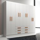 Ver imagem 1 de Guarda-roupa Casal Paris 8 Portas 6 Gavetas Branco - Evidencia Móveis