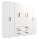 Ver imagem 2 de Guarda-roupa Casal Paris 8 Portas 6 Gavetas Branco - Evidencia Móveis