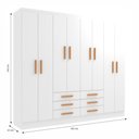 Ver imagem 4 de Guarda-roupa Casal Paris 8 Portas 6 Gavetas Branco - Evidencia Móveis