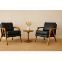 Ver imagem 2 de Kit 2 Poltronas Mona Luxo Madeira Maciça Corino Preto para Sala de Estar Decorativa Moderna