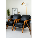 Ver imagem 5 de Kit 2 Poltronas Mona Luxo Madeira Maciça Corino Preto para Sala de Estar Decorativa Moderna