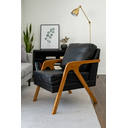 Ver imagem 3 de Kit 2 Poltronas Mona Luxo Madeira Maciça Corino Preto para Sala de Estar Decorativa Moderna