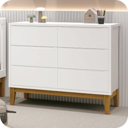 Cômoda Infantil 6 Gavetas Classic Pés Madeira:branco - 2