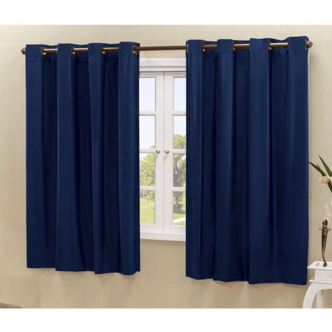 Cortina Daily Blackout PVC Varão 1,5m 2,20MX1,30m Sala Quarto Azul Marinho Casa Scarpa