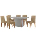 Ver imagem 2 de Mesa de Jantar Diane 180cm Tampo MDF Vidro 6 Cadeiras Lisboa Moderna Turim 07 Naturale Serigrafia