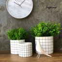 Ver imagem 3 de Kit com 3 Vasos Grid Branco e Preto Redondo - Mart