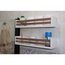 Ver imagem 3 de Kit 2 Prateleira Branca para Banheiro Mdf Cedrinho - 40x10cm