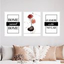 Ver imagem 2 de Kit 3 Quadros Home Sweet Home- Flor 24x18cm:Madeira branca