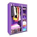 Ver imagem 4 de Guarda Roupa Compacto Cabideiro Duplo Arara Prateleiras Sapateira Organizador Camping Quarto Closet
