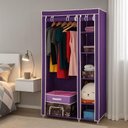 Ver imagem 2 de Guarda Roupa Compacto Cabideiro Duplo Arara Prateleiras Sapateira Organizador Camping Quarto Closet