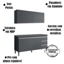 Ver imagem 2 de Kit de Cozinha Andréia Armário Aéreo 160mt e Balcão com Tampo Cinza Ajl