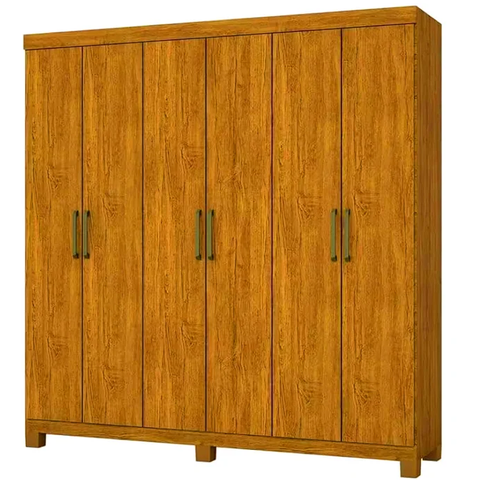 Guarda Roupa Solteiro 6 Portas 2 Gavetas com Pés 153cm Recife Cinamomo - Carioca Móveis