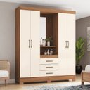 Ver imagem 1 de Guarda-Roupa 04 Portas e 03 Gavetas Capelinha Off White/Nature
