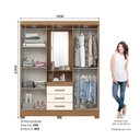 Ver imagem 3 de Guarda-Roupa 04 Portas e 03 Gavetas Capelinha Off White/Nature