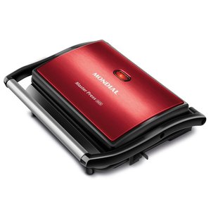 Press Grill Red Ceramic Pg-01-rc 127v/60hz Inox Vermelho
